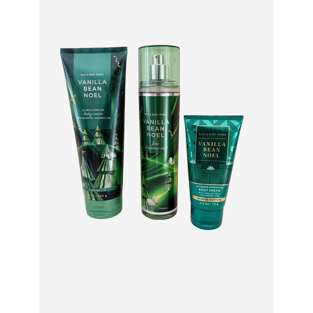 Bath‎ and Body Works VANILLA BEAN NOEL 3Pc Set, Cream, Mist, Travel Cream